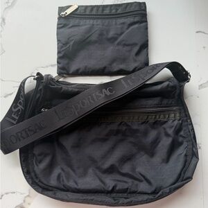 LeSportsac Ripstop Black Crossbody Bag with Pouch